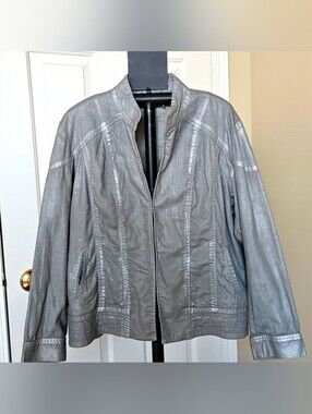 CHICO'S Platinum Women's Jacket sz 3 - Metallic Silver Tone